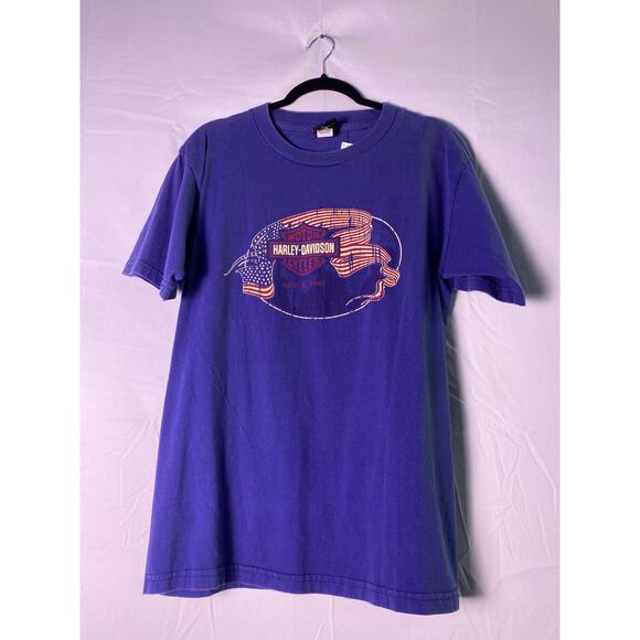 Harley Davidson Motorcycles INDYWEST Plainfield, Indiana Blue T-shirt Size Large - Picture 1 of 2